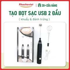 Máy Tạo Bọt Sạc Pin USB  2 Đầu Khuấy Đánh Trứng