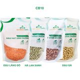  Combo 10 - Đậu gà & Đậu lăng đỏ nguyên hạt & Đậu hà lan xanh nguyên hạt & Đậu cúc (mỗi túi 500g) 