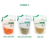  Combo 03 - Đậu gà & Đậu lăng đỏ nguyên hạt & Đậu hà lan xanh nguyên hạt (mỗi túi 250g) 