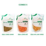  Combo 05 - Đậu lăng đỏ nguyên hạt & Đậu lăng xanh & Đậu hà lan vàng tách đôi (mỗi túi 250g) 