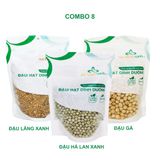  Combo 08 - Đậu gà & Đậu lăng xanh & Đậu hà lan xanh nguyên hạt (mỗi túi 500g) 