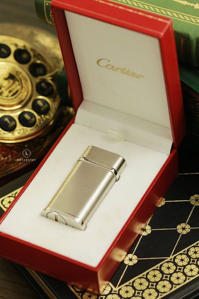  Bật Lửa Cartier Mạ Palladium Lửa Xéo - Full Box 