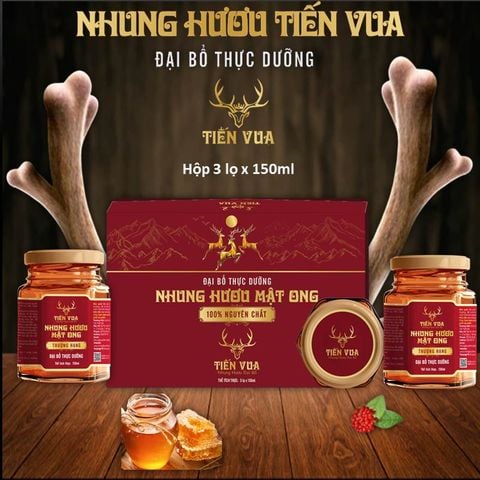  Nhung Hươu Mật Ong 450ml |  Hộp 3 lọ x 30gr Nhung hươu 