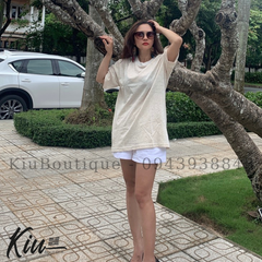 Áo thun tron thể thao form rộng tay lỡ cổ tròn  2 chiều