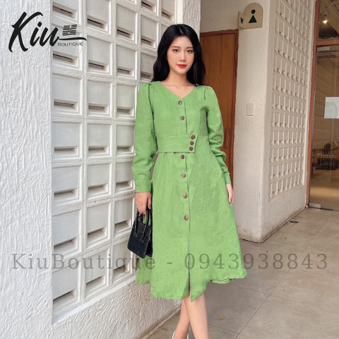 Đầm sơ mi nút eo thời trang