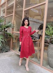Đầm sơ mi nút eo thời trang