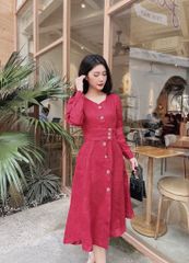 Đầm sơ mi nút eo thời trang