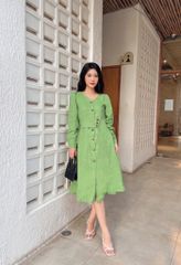 Đầm sơ mi nút eo thời trang