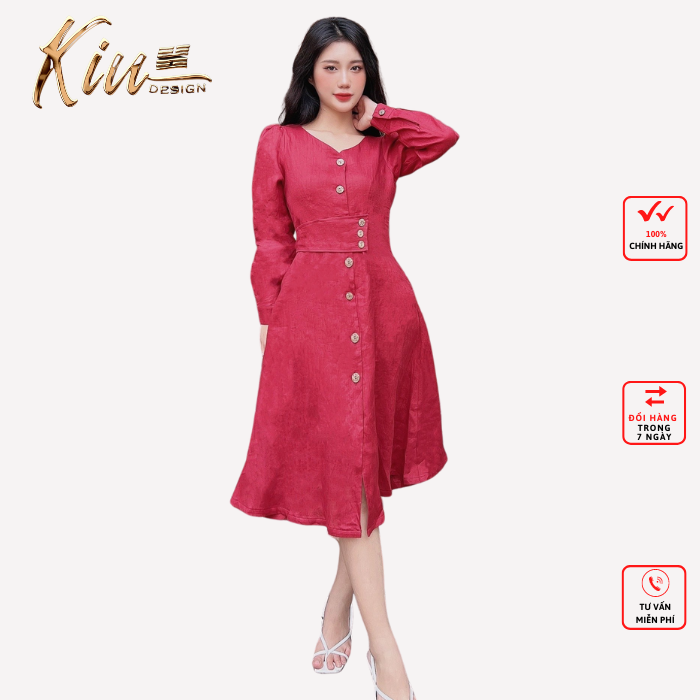 Đầm sơ mi nút eo thời trang