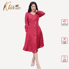 Đầm sơ mi nút eo thời trang