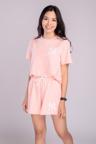Đồ Bộ Nữ Mặc Nhà Set Thể Thao Nữ Cộc Tay Cổ Tròn Chất Thun Cotton 4 Chiều In Chữ NY