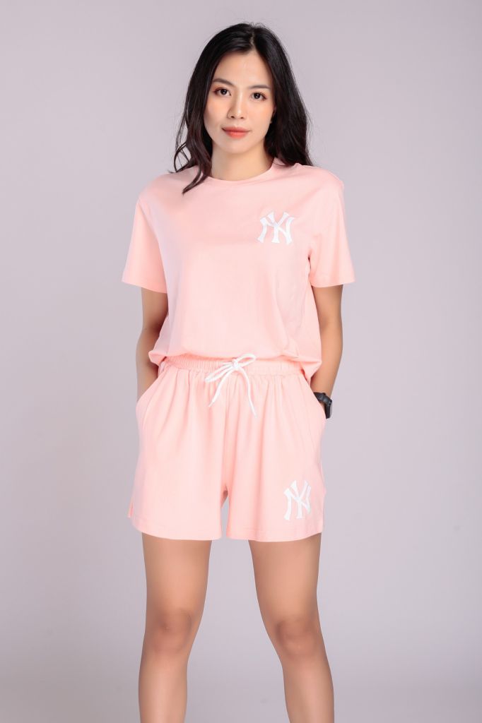 Đồ Bộ Nữ Mặc Nhà Set Thể Thao Nữ Cộc Tay Cổ Tròn Chất Thun Cotton 4 Chiều In Chữ NY