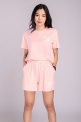 Đồ Bộ Nữ Mặc Nhà Set Thể Thao Nữ Cộc Tay Cổ Tròn Chất Thun Cotton 4 Chiều In Chữ NY