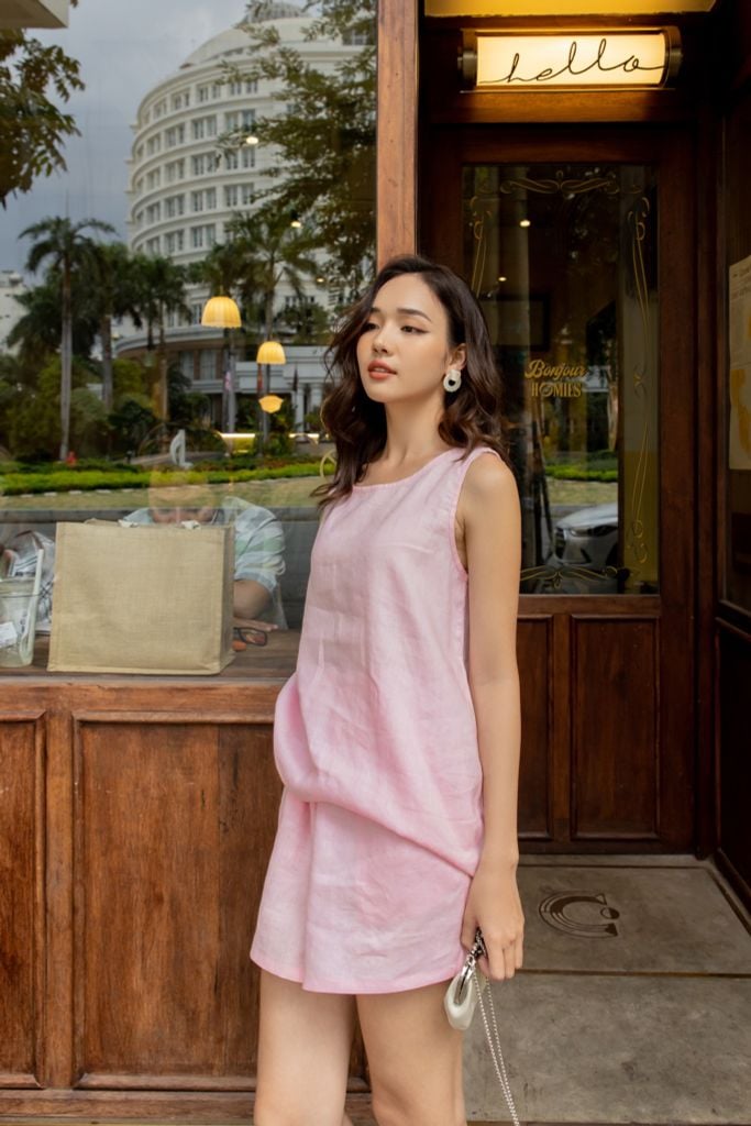 Set Baby Doll Hồng - Vải linen, form regular fit - Thời Trang Kiu Boutique