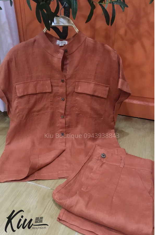 Set áo cổ trụ nút cài