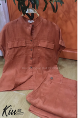 Set áo cổ trụ nút cài