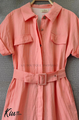 Đầm Sơ Mi Đuôi Tôm Cam Cà rốt - Vải linen, form regular fit - Thời Trang Kiu Boutique