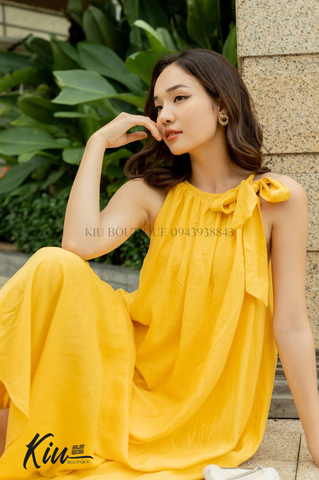 Đầm Yếm Vàng - Vải linen, form regular fit - Thời Trang Kiu Boutique
