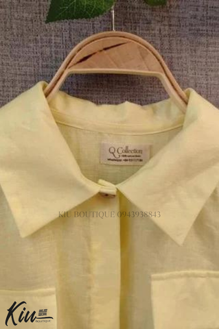 Đầm Sơ Mi Đuôi Tôm - Vàng - Vải linen, form regular fit - Thời Trang KiuBoutique