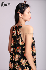 Đầm Yếm Đen - Vải linen, form regular fit - Thời Trang Kiu Boutique