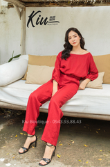 Set Áo Rớt Vai Quần Dài Linen Tưng (Lanh) Thời Trang KiuBoutique