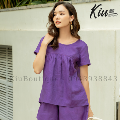 Set Baby Doll Tím - Vải linen, form regular fit - Thời Trang Kiu Boutique