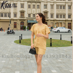 Set Baby Doll Vàng - Vải linen, form regular fit - Thời Trang Kiu Boutique
