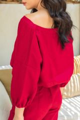 Set Áo Rớt Vai Quần Dài Linen Tưng (Lanh) Thời Trang KiuBoutique