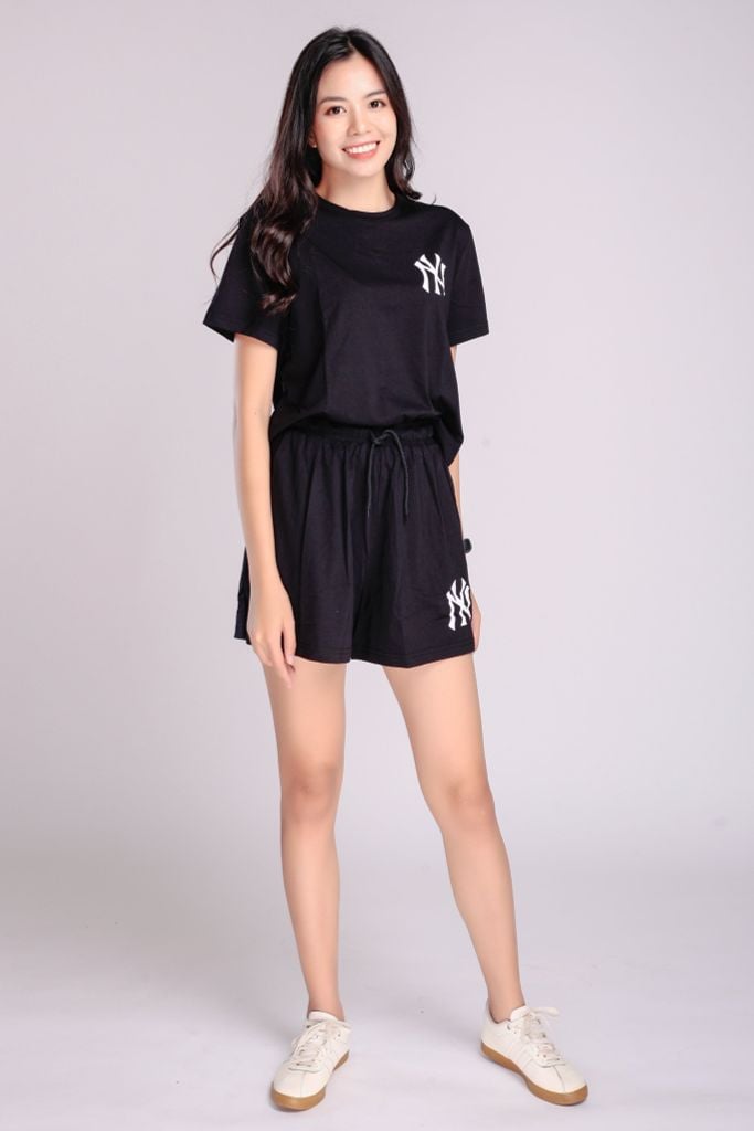 Đồ Bộ Nữ Mặc Nhà Set Thể Thao Nữ Cộc Tay Cổ Tròn Chất Thun Cotton 4 Chiều In Chữ NY