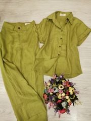 Set Sơ-mi tay liền quần ống suông