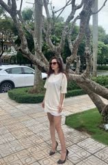 Áo thun tron thể thao form rộng tay lỡ cổ tròn  2 chiều