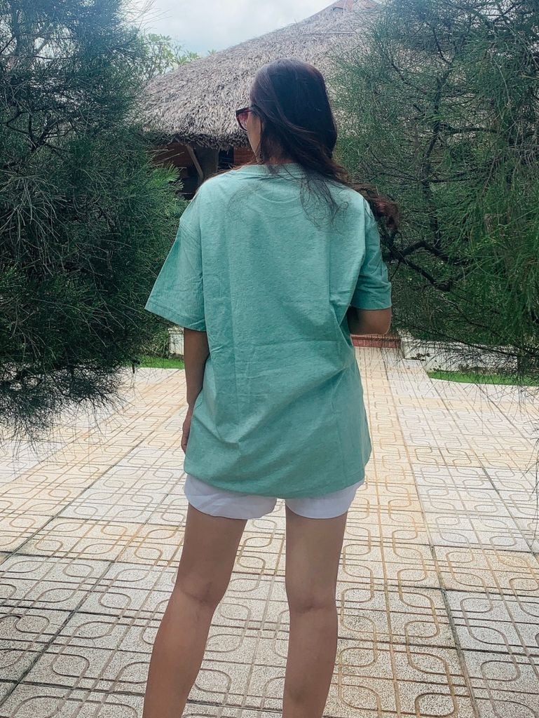 Áo thun tron thể thao form rộng tay lỡ cổ tròn  2 chiều