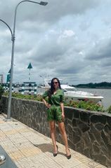 Set Short Áo Cổ Danton (Xanh Lá)  Linen Tưng (Lanh) Thời Trang KiuBoutique