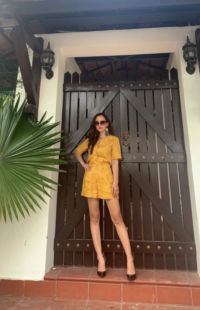 Set Short Áo Cổ Danton (Vàng)  Linen Tưng (Lanh) Thời Trang KiuBoutique