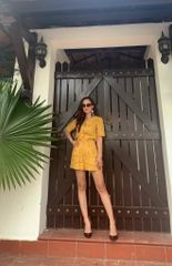 Set Short Áo Cổ Danton (Vàng)  Linen Tưng (Lanh) Thời Trang KiuBoutique