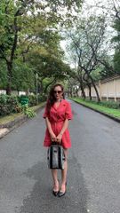 Set Short Áo Cổ Danton (Đỏ)  Linen Tưng (Lanh) Thời Trang KiuBoutique