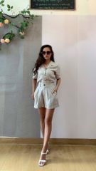 Set Short Áo Cổ Danton (Be)  Linen Tưng (Lanh) Thời Trang KiuBoutique