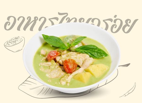  Cà ri xanh với thịt heo hoặc gà 