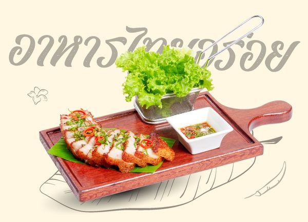  Dọi heo quay kiểu Thái sốt lá quế 