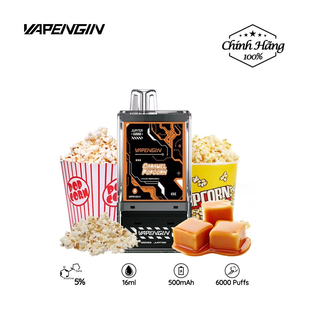 Pod Dùng 1 Lần Vapengin Jupiter 6000 Hơi Caramel Popcorn Chính Hãng