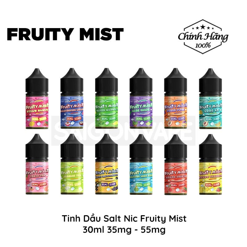  Fruity Mist Peach Tea Salt 30ml Tinh Dầu Vape Chính Hãng 