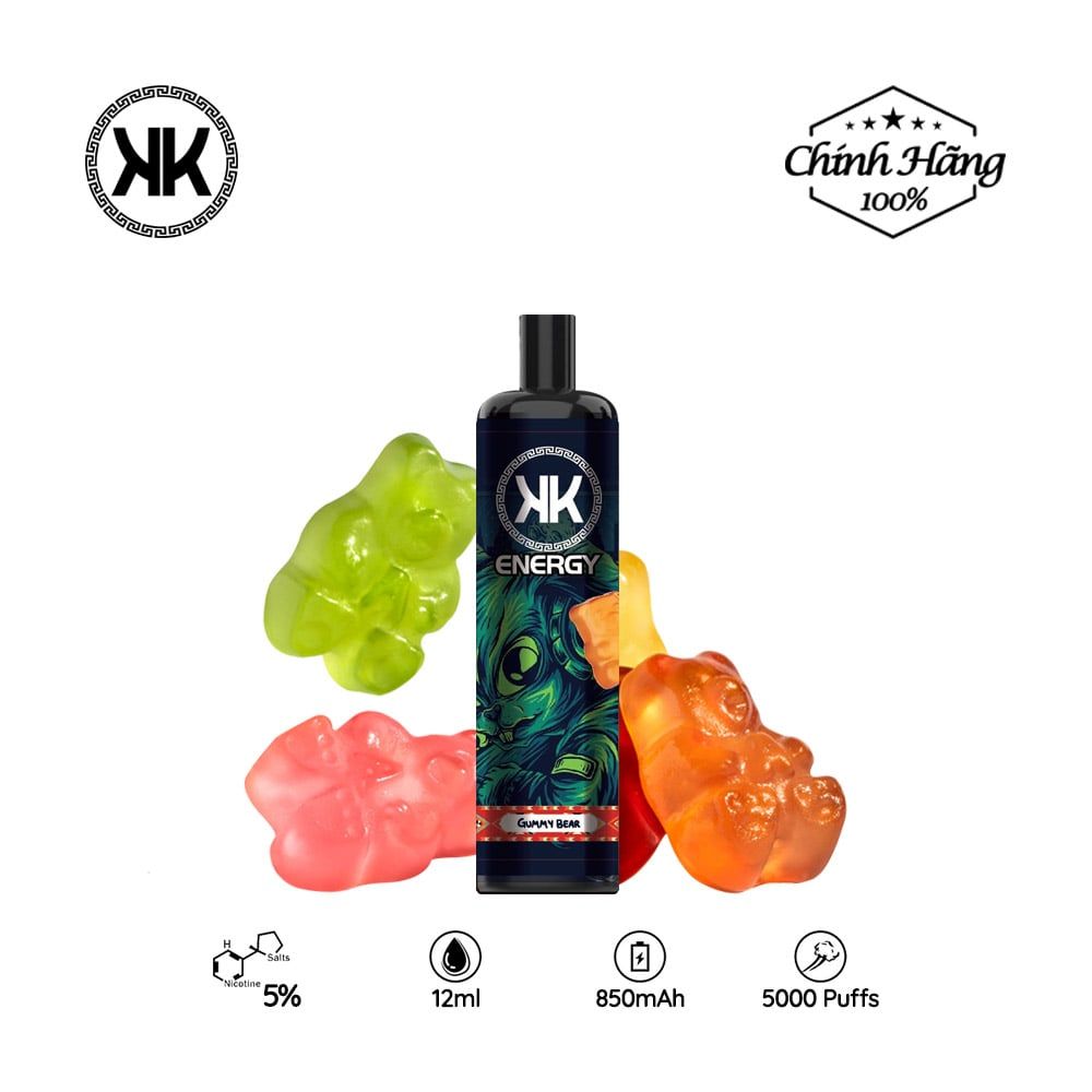 Vape Pod Dùng 1 Lần KK Energy 5000 Hơi Gummy Bear Chính Hãng