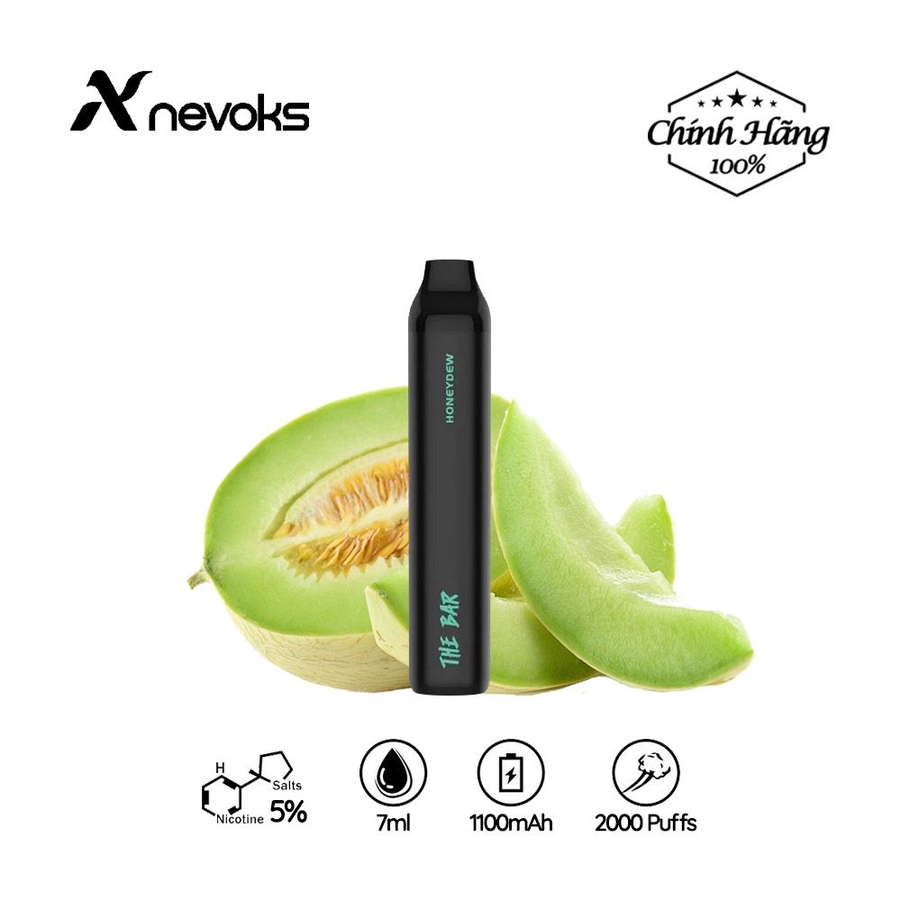 Nevoks The Bar 2000 Hơi Honeydew Vape Pod Dùng 1 Lần Chính Hãng