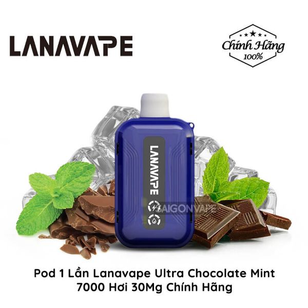 LANAVAPE Ultra 7000 Hơi Chocolate Mint Vape Pod Hút 1 Lần Chính Hãng