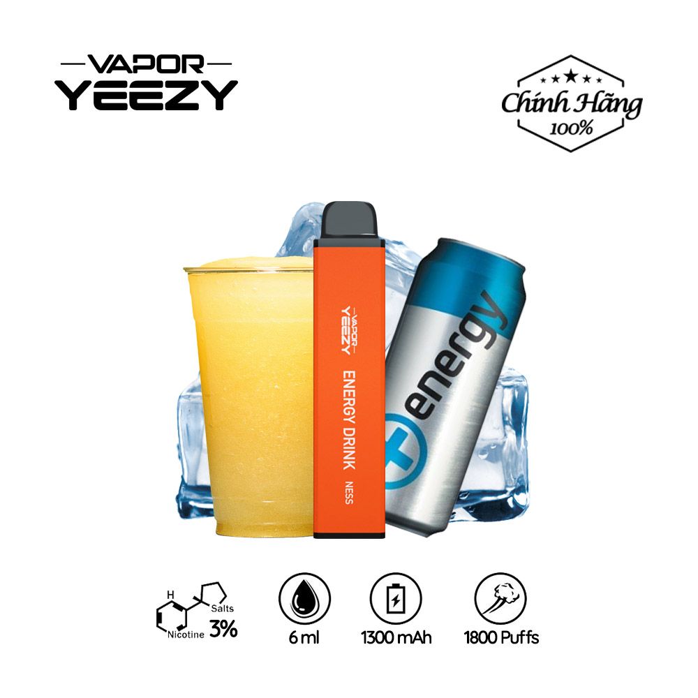 Vapor Yeezy NESS 1800 Hơi Energy Drink Vape Pod Hút 1 Lần Chính Hãng
