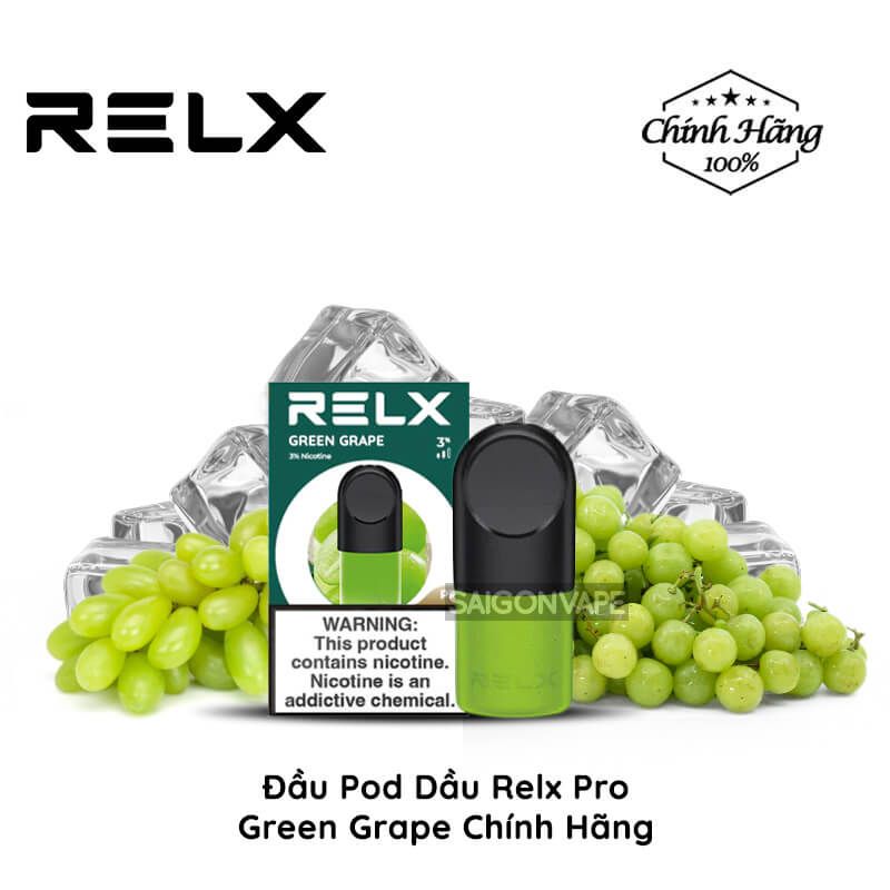  Đầu Pod Dầu Relx Pro Green Grape 30mg Chính Hãng 