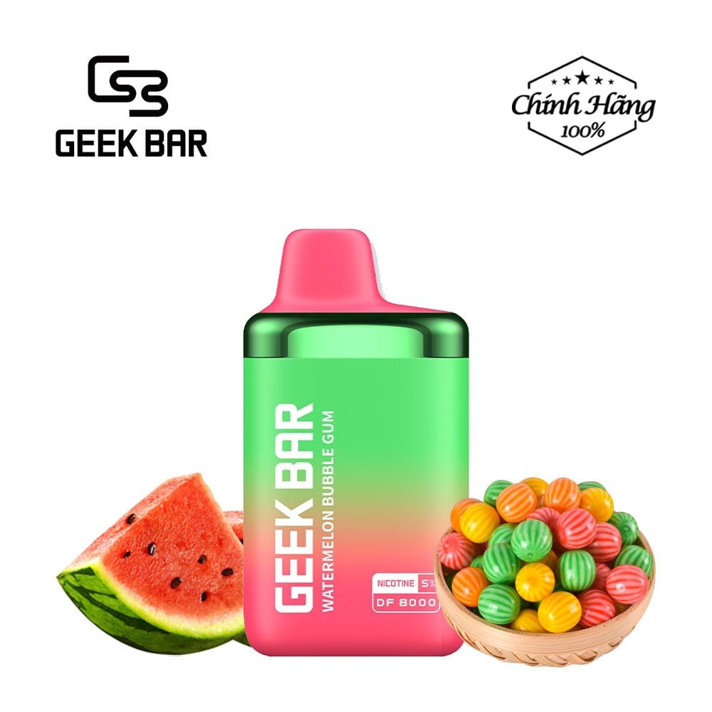 Pod Hút 1 Lần Geek Bar DF8000 Hơi Watermelon Bubble Gum Chính Hãng