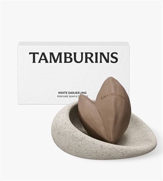  TAMBURINS Perfume Soap & Tray Set - White Darjeeling 