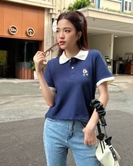 Áo Thun Cổ Polo Phối Màu Thêu Gấu - KS02