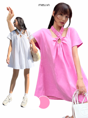 Đầm baby doll bo thun cổ - KA10